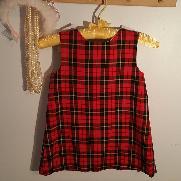 Kellys Kids Size 4 Red Black Plaid Jumper Dress - Picture 6 of 8